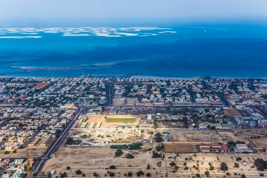 View on World Islands, an artificial archipelago of small islands constructed in the shape of a world map, out of the observation deck of Burj Khalifa, on February 03, 2013 in Dubai.