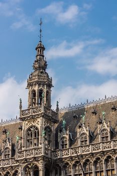 Fragment of King's House (Maison du Roi) on the Grand Place in Brussels, Belgium. The Grand Place is UNESCO World Heritage Site.