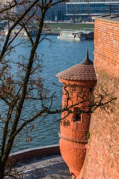 Vie on the Vistula river in Krakow out of the Wawel Hill, where Royal Castle is located.