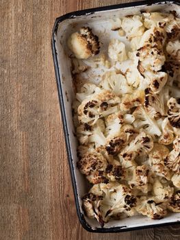 close up of rustic baked cauliflower