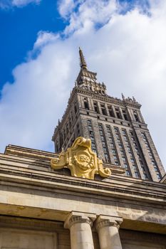 Palace of Culture and Science, best known landmark of Warsaw, on March 01, 2013. Built in socialism realism style, as a gift for Poland from USSR in the middle of fifties of 20th century.