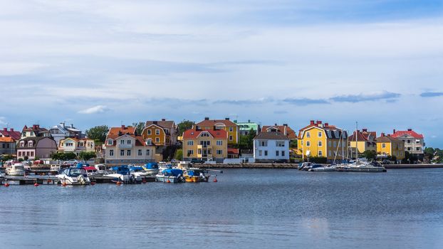 Cityscape of Karlskrona. City is known for rare in Sweden baroque architecture and only remaining naval base and the headquarters of the Swedish Coast Guard.