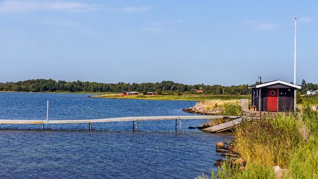 Typical Swedish landscape near Farjestaden, Oland island, Sweden.