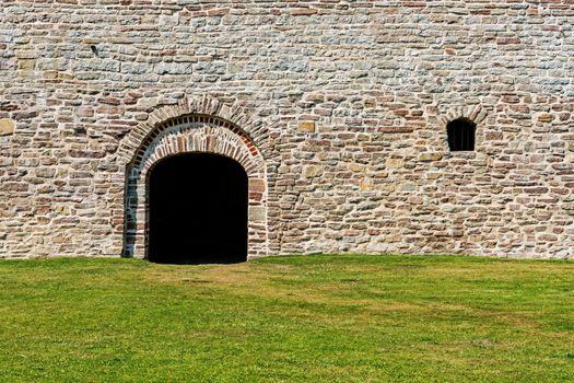 Part of defensive walls of an ancient castle in Kalmar, Sweden. The castle dates back 800 years, reached its current design during the 16th century, when rebuilt by Vasa kings from the medieval castle into a Renaissance palace.