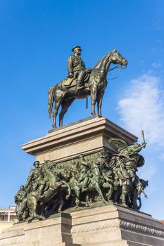 Monument to Russian Tsar Alexander II, called locally "the liberator", on March 20, 2013. Monument faces the National Assembly of Bulgaria with the Radisson Blu hotel behind.