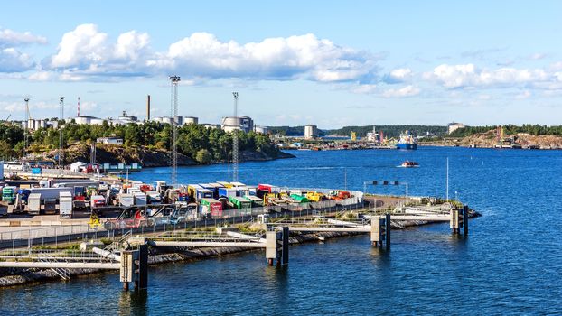 The Port of Nynashamn, a big center for ferry transport offering services to Gotland, Poland and Russia. The city is also a well-known place of sailing events.