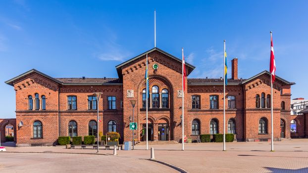 Railway station in Ystad. In the series about inspector Wallander, building served as a police station.