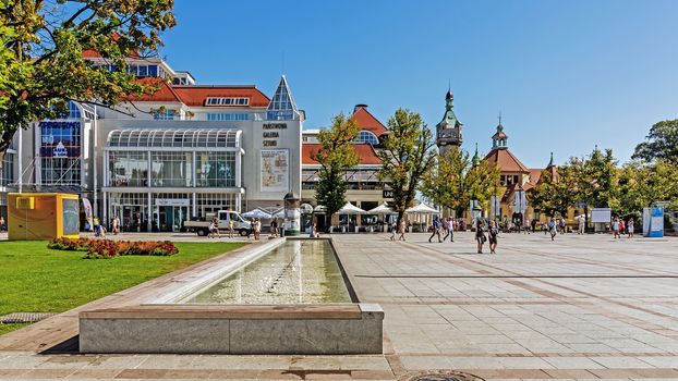 Scenes from the main promenade in Sopot. The city is a major health-spa and tourist resort destination in Poland with the longest wooden pier in Europe at 515.5 meters.