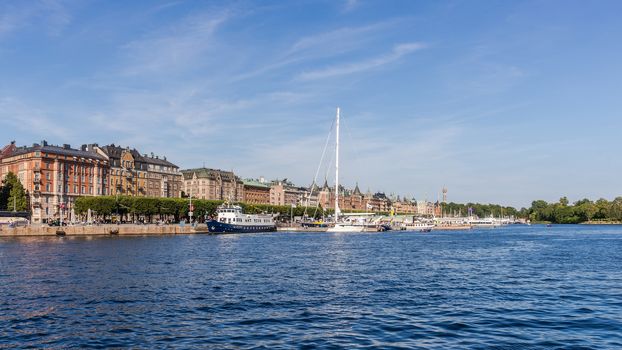 View on Strandvagen,  a boulevard in Ostermalm district in Stockholm. Completed for the Stockholm World's Fair in 1897, nowadays considered the most prestigious avenue in town.