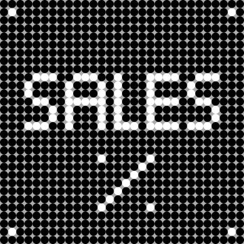 Sales banner, pixel illustration of a scoreboard composition with digital text made of dots