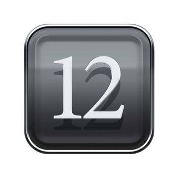 Twelve icon grey glossy, isolated on white background