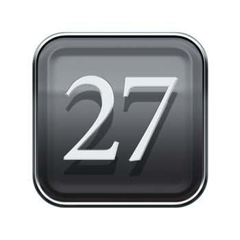 Twenty seven icon grey glossy, isolated on white background