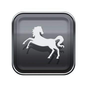Horse Zodiac icon grey, isolated on white background.