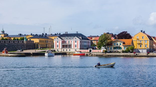 Cityscape of Karlskrona. City is known for rare in Sweden baroque architecture and only remaining naval base and the headquarters of the Swedish Coast Guard.