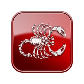Scorpio zodiac icon red, isolated on white background