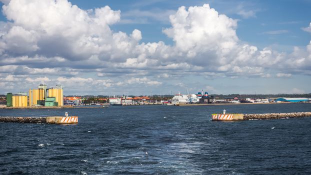 Overall view of the Port of Ystad. The ferry port provides services to Swinoujscie in Poland and forms a part of the E65 trans-European route Sweden – Greece.