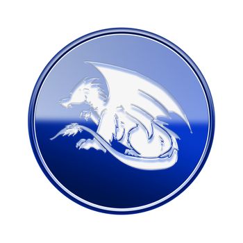 Dragon Zodiac icon blue, isolated on white background.