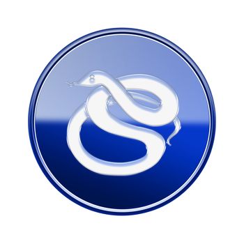 Snake Zodiac icon blue, isolated on white background.
