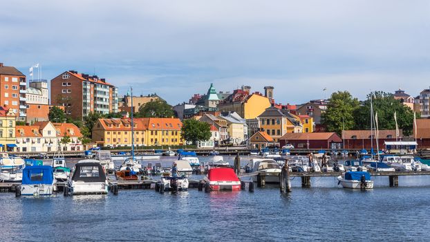 Cityscape of Karlskrona. City is known for rare in Sweden baroque architecture and only remaining naval base and the headquarters of the Swedish Coast Guard.