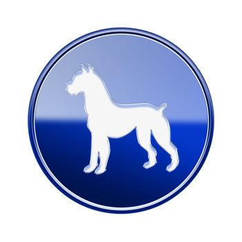 Dog Zodiac icon blue, isolated on white background.