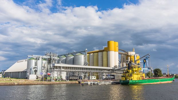 Ship at the bulk terminal in the Port of Gdansk, the largest seaport in Poland, major transportation hub in the central part of the southern Baltic Sea coast