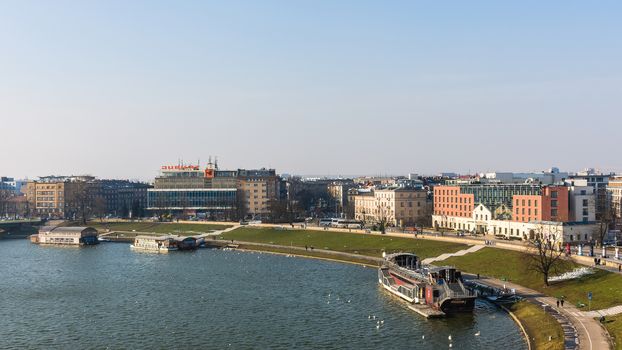 Cracow panorama out of the Wawel Hill, where Royal Castle is located. Krakow is the most popular destination in Poland, full of numerous attractions for tourists.