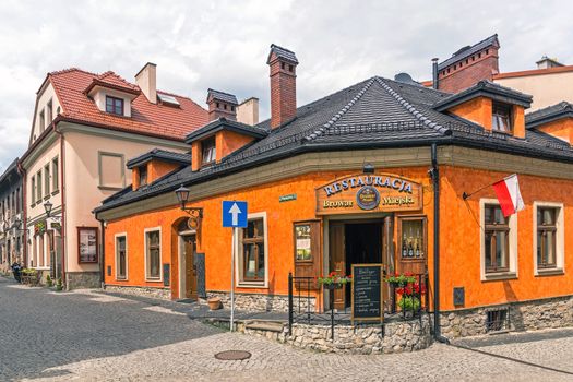 Old Town view in Bielsko-Biala, city at the foot of Beskidy mountain-chain, main administrative and industrial center in southern part of the Silesian Voivodship.