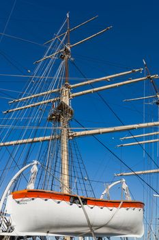 The Dar Pomorza (Gift of the Pomerania) sailing frigate. Built in 1909, served as a training vessel for the Polish Naval Academy, preserved as a museum ship in Gdynia.