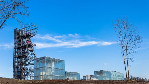 The former coal mine in Katowice, seat of the newly built Silesian Museum. The complex combines old mining buildings and infrastructure with modern architecture.