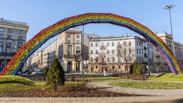 The Rainbow, art installation by Julita Wojcik, considered a symbol of LGBT community. Few times destroyed by right-wing activists, always rebuilt by city authorities.