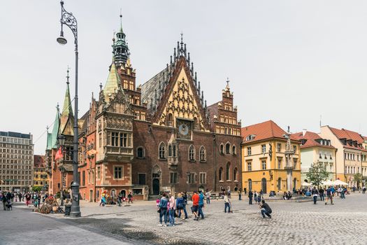 The Old Town Hall of Wrocław in the Market Square. The Gothic building was developed between the 13th and 16th centuries nowadays remains the main city’s landmark.