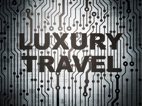 Tourism concept: circuit board with  word Luxury Travel, 3d render