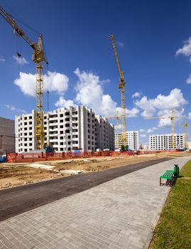   construction of the new house in the new area in the city. Belarus