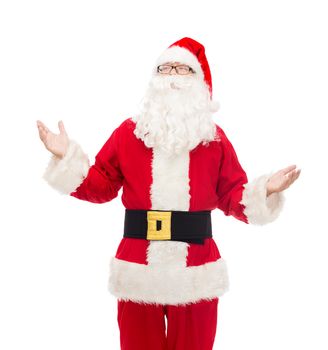 christmas, holidays and people concept - man in costume of santa claus