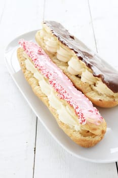 larger chocolate eclaire pastries