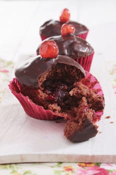 chocolate cherry filled cup cakes