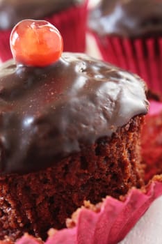 chocolate cherry filled cup cakes