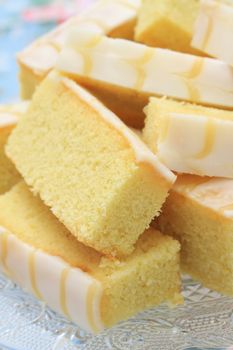 fresh baked lemon sponge cake
