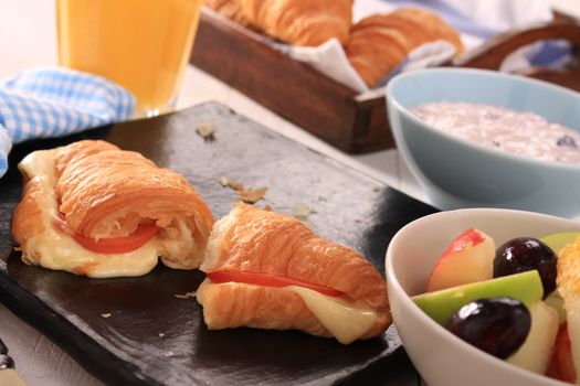 fresh baked croissant breakfast