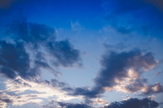 Cloudy blue sky abstract background, blue sky background with tiny clouds