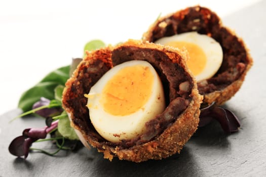 scotch egg plated starter appetizer