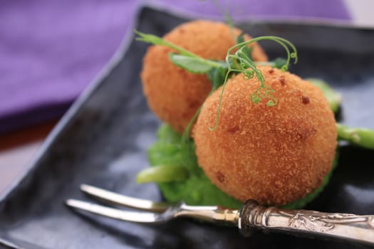scotch eggs plated appetizer