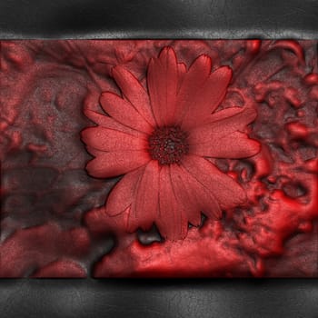 Luxury background tile with embossed native floer on leather