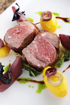 lamb fillet plated meal