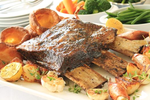 large beef rib sunday roast dinner