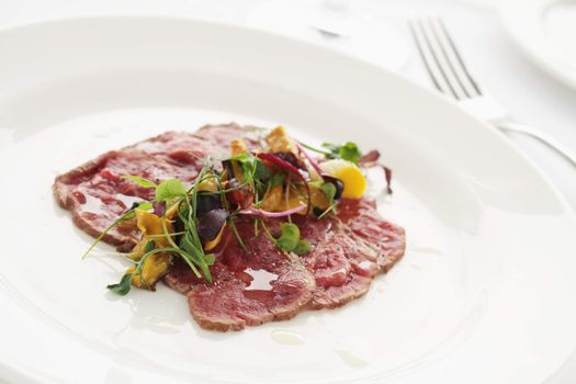 beef carpaccio plated appetizer starter