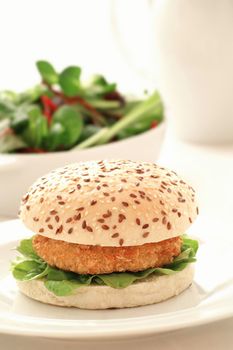 chicken vegetarian burger meal