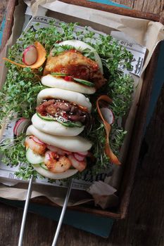 Malaysian steamed buns sandwiches