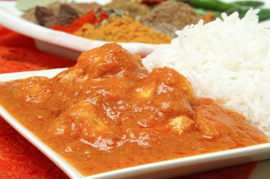 Traditional Indian curry meal