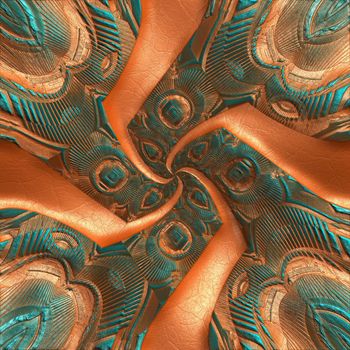 Luxury background tile with embossed fractal on leather